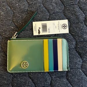 Tory Burch Robinson Spazzolatto Leather Card Case.